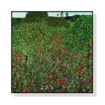 Wall Art 70cmx70cm Italian garden by Gustav Klimt Black Frame Canvas