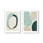 Wall Art 50cmx70cm Abstract Green Circle 2 Sets White Frame Canvas