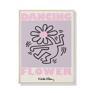 Wall Art 50cmx70cm Keith Haring Dancing Flower Wood Frame Canvas