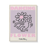 Wall Art 60cmx90cm Keith Haring Dancing Flower Wood Frame Canvas