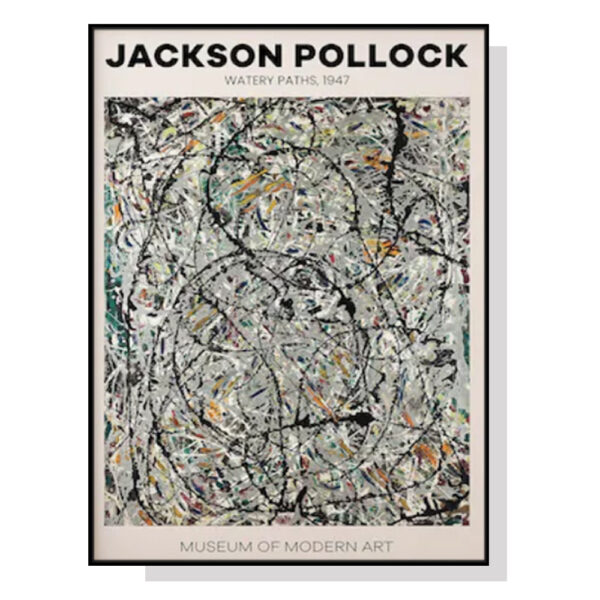 Wall Art 80cmx120cm  Pollock Exhibition III Black Frame Canvas