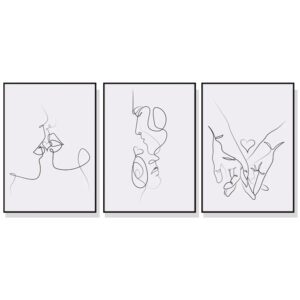 Wall Art 40cmx60cm Couples 3 Sets Black Frame Canvas