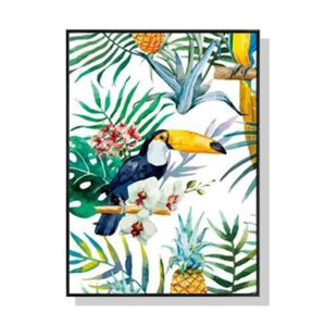 Wall Art 60cmx90cm Toucan plants Black Frame Canvas