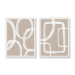 Wall Art 50cmx70cm Abstract White Lines 2 Sets White Frame Canvas