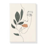 Wall Art 50cmx70cm Line Art Girl Face White Frame Canvas