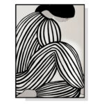 Wall Art 90cmx135cm Mid Century Figure Black Frame Canvas