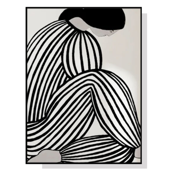 Wall Art 90cmx135cm Mid Century Figure Black Frame Canvas