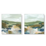 Wall Art 50cmx50cm Abstract Landscape 2 Sets White Frame Canvas