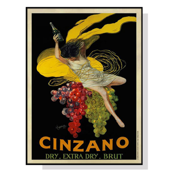 Wall Art 60cmx90cm Cinzano Black Frame Canvas