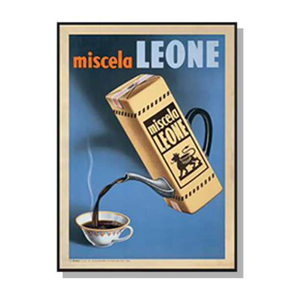 Wall Art 60cmx90cm Miscela Leone  1950 Black Frame Canvas