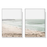 Wall Art 80cmx120cm Coastal Prints 2 Sets White Frame Canvas