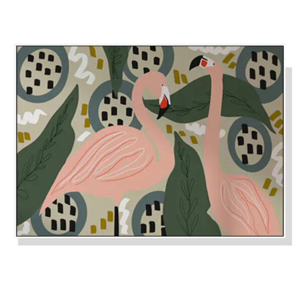 Wall Art 50cmx70cm Flamingo White Frame Canvas