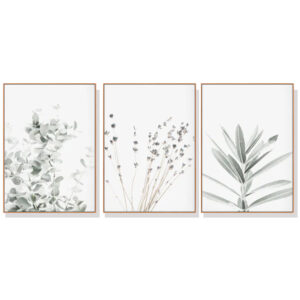 Wall Art 70cmx100cm Lavender Eucalyptus 3 Sets Wood Frame Canvas