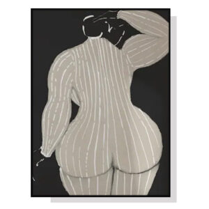 Wall Art 40cmx60cm Mid Century Lady Black Frame Canvas