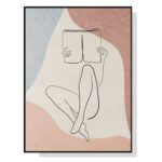 Wall Art 90cmx135cm Woman Reading Book Black Frame Canvas