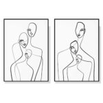 Wall Art 50cmx70cm Abstract Figures 2 Sets Black Frame Canvas