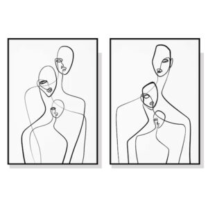 Wall Art 40cmx60cm Abstract Figures 2 Sets Black Frame Canvas