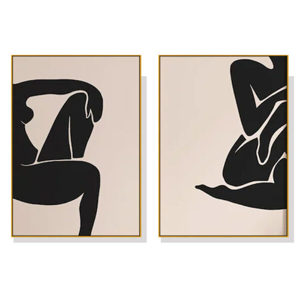 Wall Art 80cmx120cm Female Figure 2 Sets Gold Frame Canvas