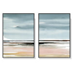 Wall Art 80cmx120cm Pink Beach Landscape 2 Sets Black Frame Canvas