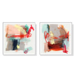 Wall Art 50cmx50cm Abstract Colourful Garden 2 Sets White Frame Canvas