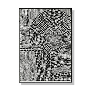 Wall Art 50cmx70cm Clustered Dots B Black Frame Canvas