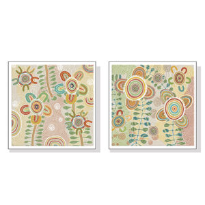 Wall Art 100cmx100cm Lovely Pattern 2 Sets White Frame Canvas