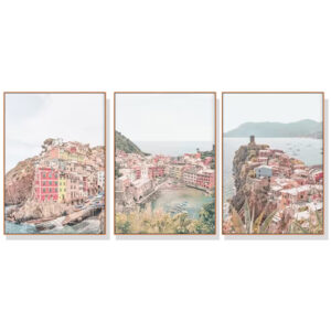 Wall Art 40cmx60cm Italy Cinque Terre 3 Sets Wood Frame Canvas