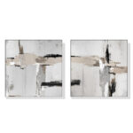 Wall Art 50cmx50cm Neutral Abstract 2 Sets White Frame Canvas