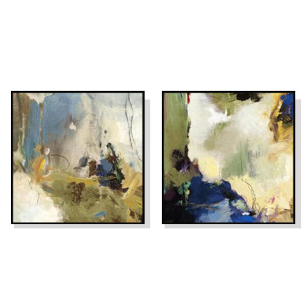 Wall Art 40cmx40cm Abstract Blue 2 Sets Black Frame Canvas