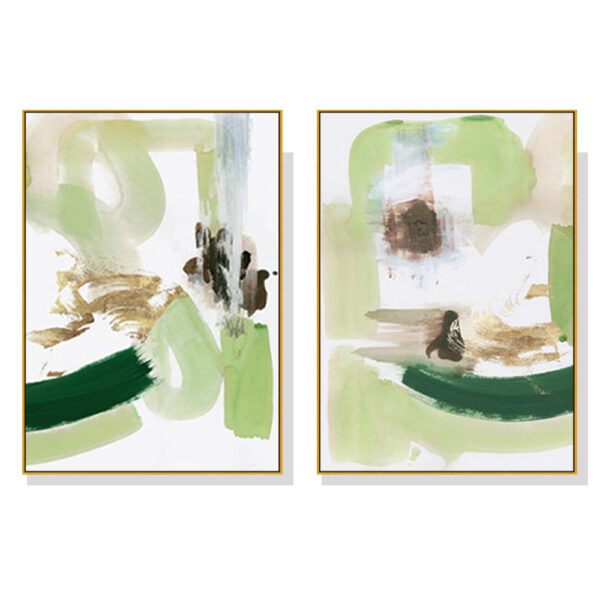 Wall Art 50cmx70cm Abstract Green Mint 2 Sets Gold Frame Canvas