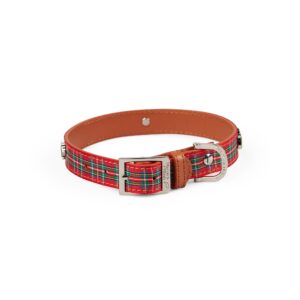 Red Tartan Dog Collar Medium