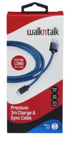 Walkntalk Charge & Sync  Cable - Micro USB - Blue