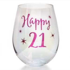 21st Birthday Irid Wine Glass