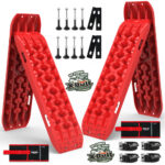 Recovery tracks Boards 10T 2 Pairs Sand Mud Snow With Mounting Bolts pins Red