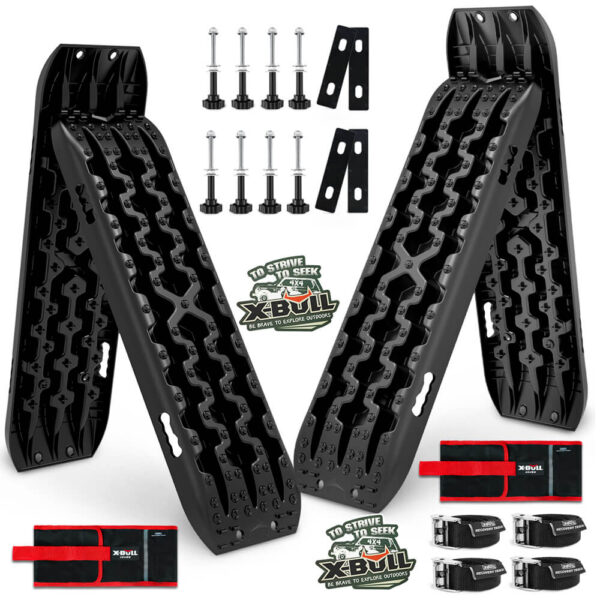 Recovery tracks Boards 10T 2 Pairs Sand Mud Snow With Mounting Bolts pins Black