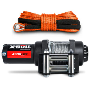 12V Electric Winch 4500LB Winch Boat Trailer Steel Cable With 5.5MX13M Synthetic Rope Orange