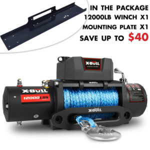 12000LBS Electric Winch 12V 4x4 synthetic rope 4WD Car with winch mounting plate