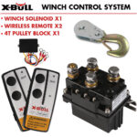 Winch Solenoid Relay 12V 500A Winch Controller Twin Wireless Remote 4T Block Pulley