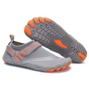 Men Women Water Shoes Barefoot Quick Dry Aqua Sports Shoes - Grey Size EU38 = US5