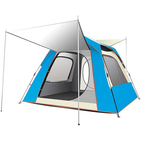 Instant Pop Up Tent For Hiking 2/3/4 Person Camping Tents  Waterproof Windproof Family Tent With Top Rainfly  Easy Set Up  Portable With Carry Bag  With UV Protection  / BLUE