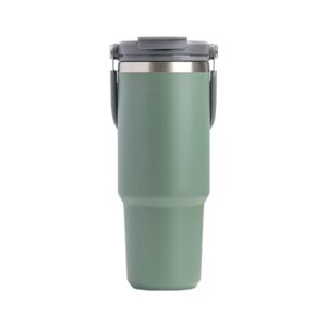 600ML Green Stainless Steel Travel Mug with Leak-proof 2-in-1 Straw and Sip Lid  Vacuum Insulated Coffee Mug for Car  Office  Perfect Gifts  Keeps Liquids Hot or Cold