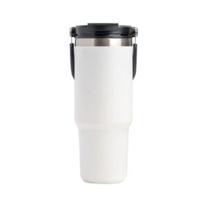 600ML White Stainless Steel Travel Mug with Leak-proof 2-in-1 Straw and Sip Lid  Vacuum Insulated Coffee Mug for Car  Office  Perfect Gifts  Keeps Liquids Hot or Cold