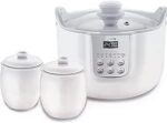 White Porclain Slow Cooker 1.8L with 3 Ceramic Inner Containers