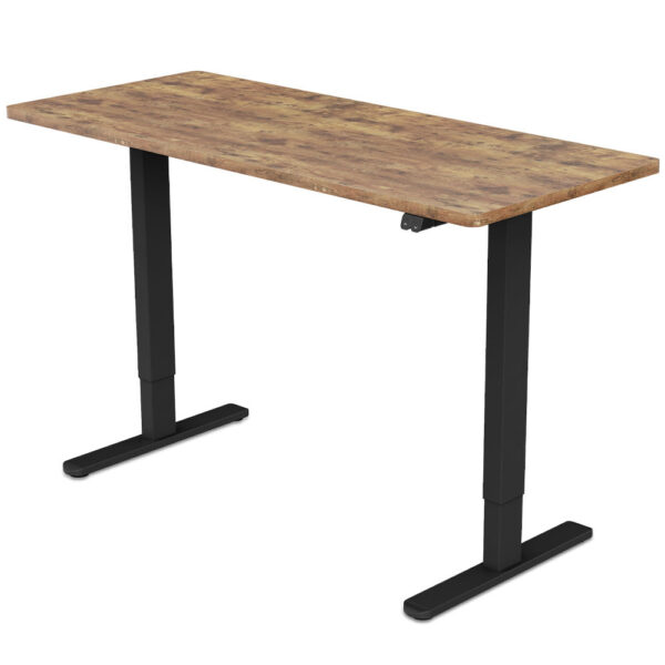 Sit To Stand Up Standing Desk  140x60cm  72-118cm Electric Height Adjustable  70kg Load  Oak /Black Frame