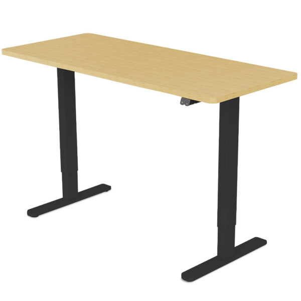 Sit To Stand Up Standing Desk  120x60cm  72-118cm Electric Height Adjustable  70kg Load  White Oak /Black Frame