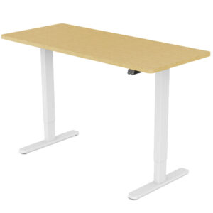 Sit To Stand Up Standing Desk  120x60cm  72-118cm Electric Height Adjustable  70kg Load  White Oak /White Frame