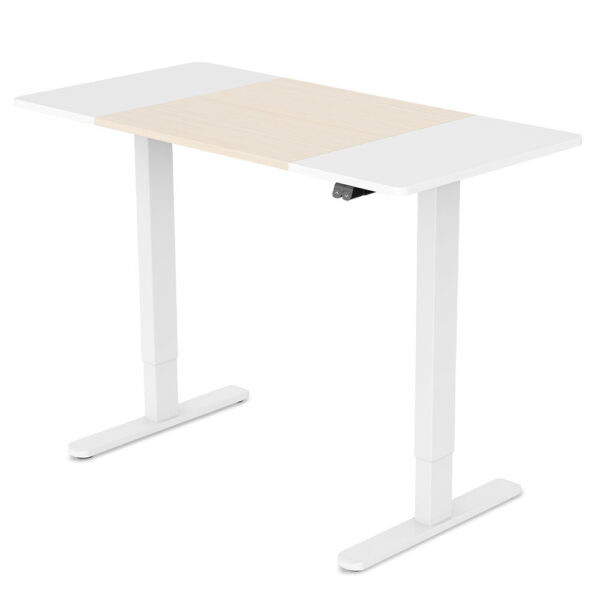 Sit To Stand Up Standing Desk  120x60cm  72-118cm Electric Height Adjustable  70kg Load  Light Oak /White Frame