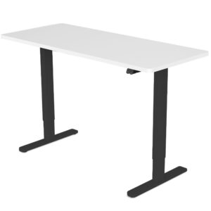 Sit To Stand Up Standing Desk  120x60cm  72-118cm Electric Height Adjustable  70kg Load  White/Black Frame