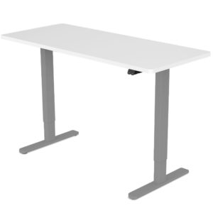 Sit To Stand Up Standing Desk  120x60cm  72-118cm Electric Height Adjustable  70kg Load  White/Silver Frame