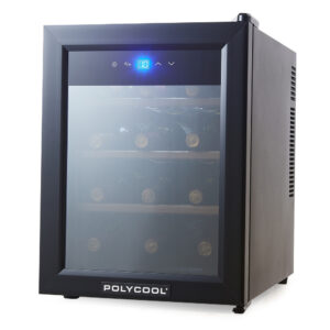 33L 12 Bottle Wine Bar Fridge Countertop Cooler Compressor Mirrored Glass Door  Black